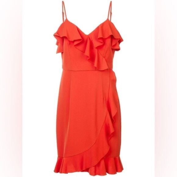 NEW TRINA TURK Ruffle Orange Mini Dress - Picture 1 of 4